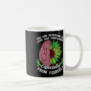 Green Ribbon Mental Health Awareness Sonnenblumen Kaffeetasse