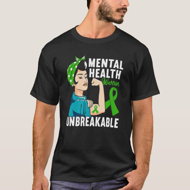 Green Ribbon Mental Health Awareness T-Shirt (Vorderseite)