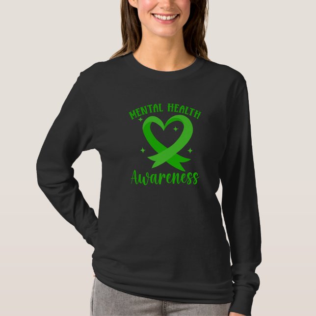 Green Ribbon Mental Health Awareness   T-Shirt (Vorderseite)