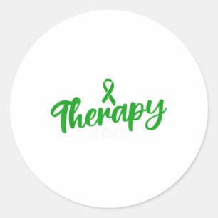 Green Ribbon Mental Health Awareness Therapy is Co Runder Aufkleber