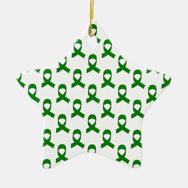 Green Ribbon-Muster Keramik Ornament (Vorne)