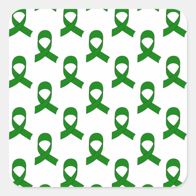 Green Ribbon-Muster Quadratischer Aufkleber (Vorderseite)