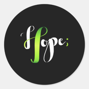 Green Ribbon Semicolon - Bewusstsein für psychisch Runder Aufkleber