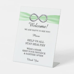 Green Ribbon Silver Unendlichkeit Hochzeitssicherh Sockelschild
