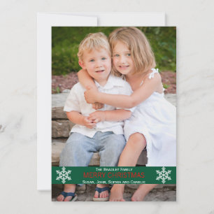 Green Ribbon Snowflake Weihnachtskarte Feiertagskarte