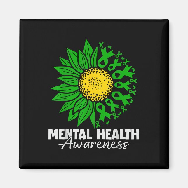 Green Ribbon Sonnenblume Wom Magnet (Vorne)