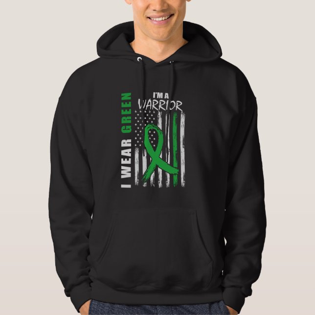 Green Ribbon Warrior Kidney Disease Awareness Flag Hoodie (Vorderseite)