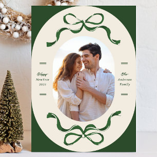 Green Ribbons Frohes neues Jahr 2025 Foto Feiertagskarte