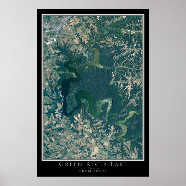 Green River Lake Kentucky Satellite Poster Karte (Vorne)