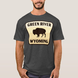 Green River Wyoming Retro Buffalo Abzeichen Tan T-Shirt