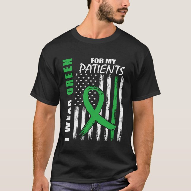 Green RN Nurses Kidney Disease Awareness US Flag N T-Shirt (Vorderseite)