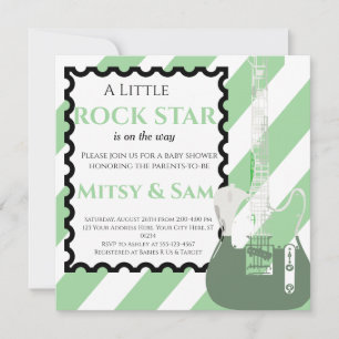 Green Rock Star Rock a Bye Baby Shower Einladung