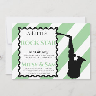 Green Rock Star Rock a Bye Baby Shower Einladung