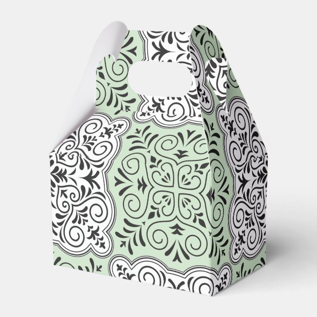 Green Rokoko Pattern Geblüht Geschenkschachtel (Vorderseite)