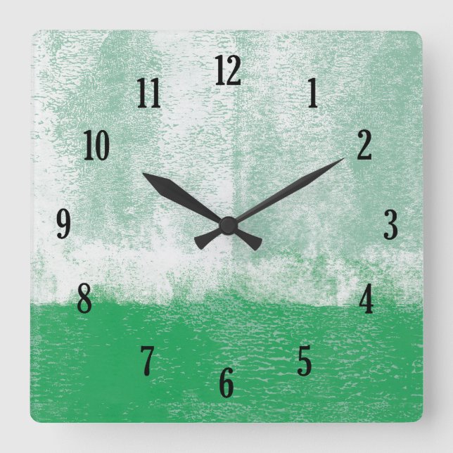 Green rolled paint clock quadratische wanduhr (Vorderseite)