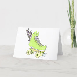 Green Roller Skate Fairy Birthday Grußkarte Dankeskarte