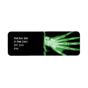Green Röntgen Skeleton Hand Rücksendeadressen-Aufk