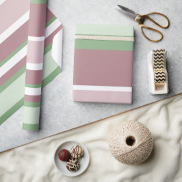 Green, Rose and Pink Stripes Geschenkpapier