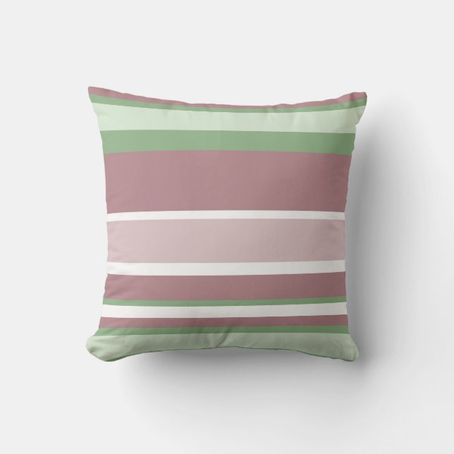 Green, Rose and Pink Stripes Kissen (Vorderseite)
