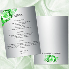 Green Rose Bouquet Boho Silver Wedding Details Begleitkarte