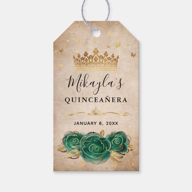 Green Rose Gold Crown Vielen Dank Geschenkanhänger (Vorderseite)