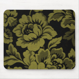 Green Rosen Damask Mousepad