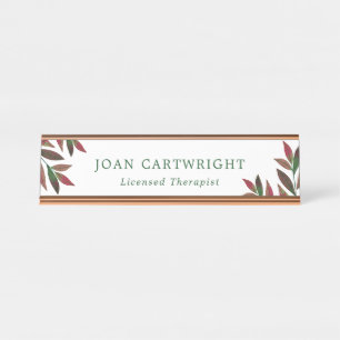 Green Rosy Red Greenery - Therapist Schreibtischnamensplakette