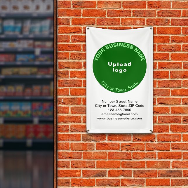 Green Round Shape Business-Marke auf Banner (Banner with your business brand in green round shape)