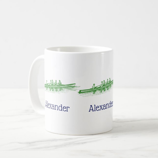 Green Rowers Crew Team Wassersport Kaffeetasse (Vorderseite Links)