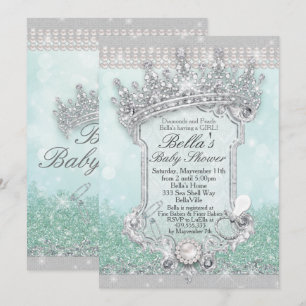 Green Royal Bling Glitzer Baby Shower Einladungen