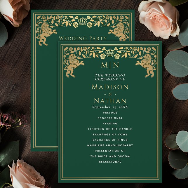 Green Royal Lion Mittelalterliches Hochzeitsprogra Programm (Von Creator hochgeladen)