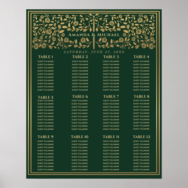 Green Royal Mittelalterliches Schwert Hochzeitstab Poster (Vorne)
