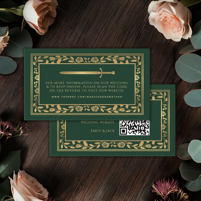 Green Royal Sword Wedding Website UAWG QR Code Begleitkarte (Von Creator hochgeladen)
