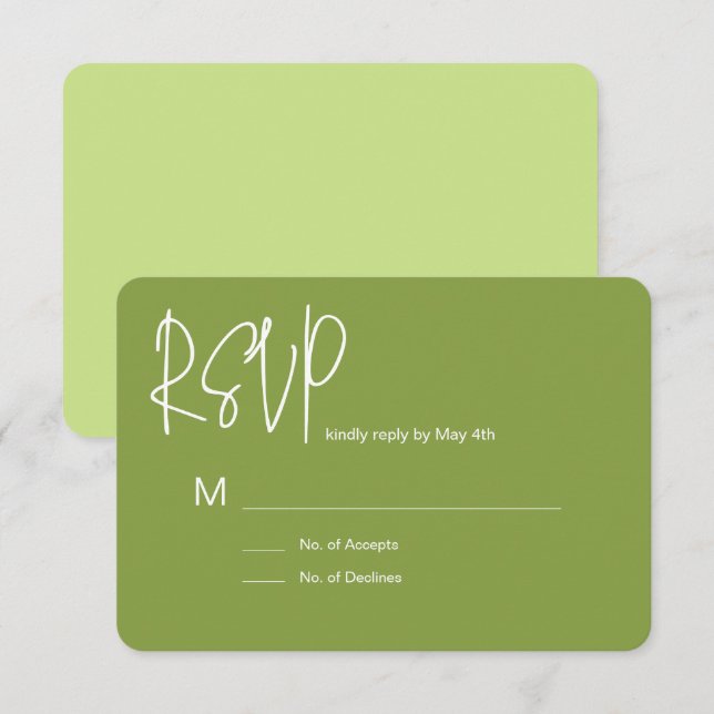 Green RSVP Card Karte (Vorne/Hinten)