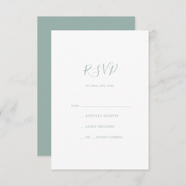 Green RSVP-Karte anzeigen RSVP Karte (Vorne/Hinten)