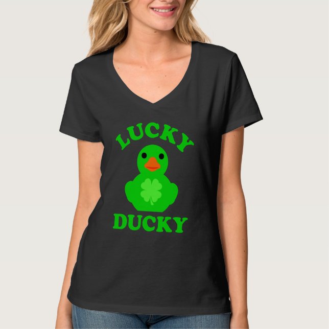 Green Rubber Duck Quack Four Leaf C Lucky Ducky  1 T-Shirt (Vorderseite)