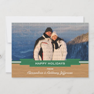 Green Rustic Banner Foto Flat Card Feiertagskarte