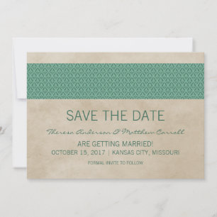 Green Rustic Damask Save the Date einladen Einladung