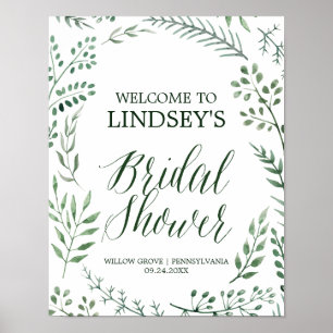 Green Rustic Kranz Brautparty Welcome Poster