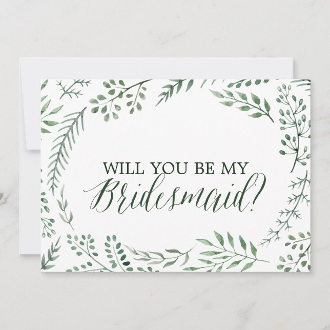 Green Rustic Kranz wird meine Bridesmaid-Karte sei Einladung (Vorderseite)