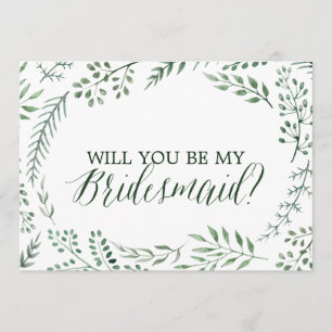 Green Rustic Kranz wird meine Bridesmaid-Karte sei Einladung