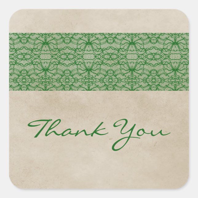 Green Rustic Lace Danke Stickers (Vorderseite)