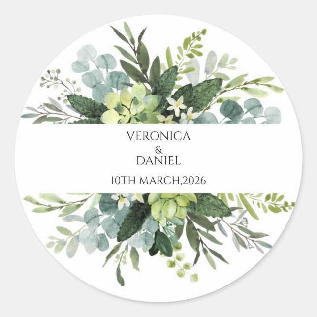 Green Rustic Wedding Circle Sticker (Vorderseite)