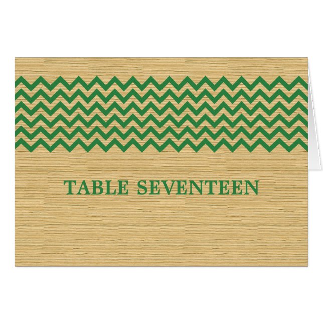 Green Rustic Zickzack Tischnummer Card (Vorderseite (Horizontal))