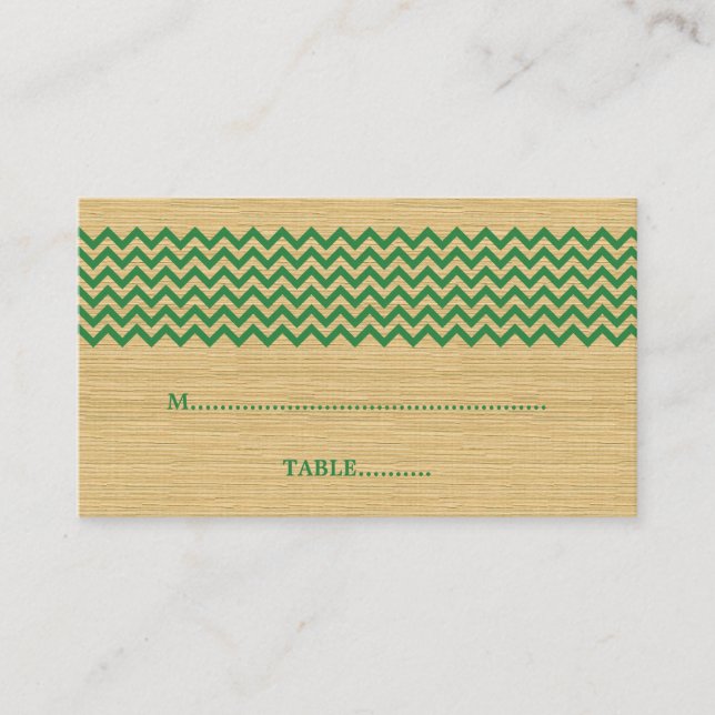 Green Rustic Zickzack Wedding Platzkarte (Vorderseite)