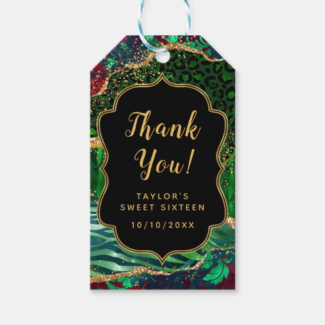 Green Safari Agate 16 . Geburtstag Vielen Dank Geschenkanhänger (Vorderseite)