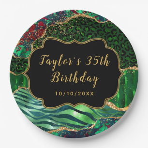 Green Safari Agate Birthday Pappteller