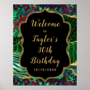 Green Safari Agate Geburtstag Willkommen Poster