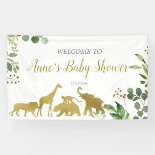 Green Safari Animal Baby Shower Banner
