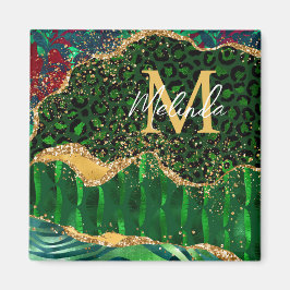 Green Safari Animal Print Agate Magnet